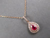 .64CT DIAMOND & AAA RUBY 14KT ROSE GOLD 3D PEAR SHAPE & ROUND TEAR DROP PENDANT