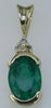 1.45CT DIAMOND & AAA EMERALD 14KT YELLOW GOLD 3D OVAL & ROUND SEMI BEZEL PENDANT
