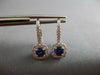 1.0CT DIAMOND & AAA SAPPHIRE 18KT WHITE GOLD ROUND SQUARE HALO HANGING EARRINGS