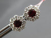 ESTATE .96CT DIAMOND & AAA RUBY 14KT WHITE GOLD 3D CLASSIC FLOWER STUD EARRINGS