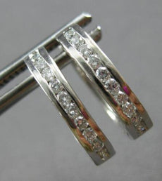 ANTIQUE .35CT DIAMOND 18KT WHITE GOLD 3D FILIGREE SQUARE HUGGIE EARRINGS #28016