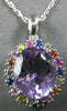 LARGE 5.40CT AAA MULTI COLOR SAPPHIRE & AMETHYST 14KT WHITE GOLD PENDANT #27716