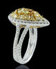 2.65CT WHITE & FANCY YELLOW DIAMOND 18KT 2 TONE GOLD 3D PEAR SHAPE COCKTAIL RING