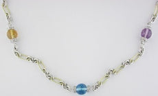 20.75CT DIAMOND & AAA MULTI GEM 14K WHITE GOLD 3D BY THE YARD LINK LOVE NECKLACE