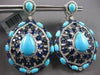 EXTRA LARGE 43.24CT DIAMOND & AAA SAPPHIRE & TURQUOISE 14KT WHITE GOLD EARRINGS