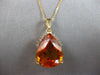 LARGE 15.37CT DIAMOND & AAA CITRINE 14KT YELLOW GOLD PEAR SHAPE & ROUND PENDANT
