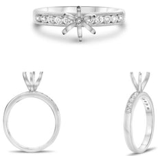 .34CT DIAMOND 14KT WHITE GOLD 3D ROUND SEMI ETERNITY SEMI MOUNT ENGAGEMENT RING