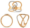 WIDE .21CT DIAMOND 14K ROSE GOLD 3D ROUND DOUBLE HEART CRISS CROSS INFINITY RING
