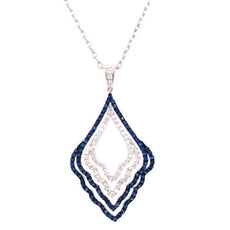 2.03CT DIAMOND & AAA SAPPHIRE 18KT WHITE GOLD MULTI TEAR DROP FLOATING PENDANT