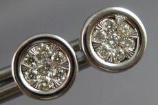 ESTATE .28CT DIAMOND 14KT WHITE GOLD ROUND INVISIBLE BEZEL CLUSTER STUD EARRINGS