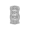 WIDE 1.22CT DIAMOND 18KT WHITE GOLD MULTI HEART FLOWER FILIGREE ANNIVERSARY RING
