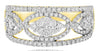 ESTATE .85CT DIAMOND 14KT YELLOW GOLD OVAL GEOMETRICAL FLOWER ANNIVERSARY RING