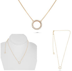 .18CT DIAMOND 14KT ROSE GOLD 3D ROUND CIRCLE OF LIFE ADJUSTABLE LOVE NECKLACE