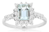 1.37CT DIAMOND & AAA AQUAMARINE 14K YELLOW GOLD BAGUETTE & ROUND ENGAGEMENT RING