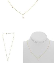 .08CT DIAMOND 14KT YELLOW GOLD 3D INITIAL L SOLITAIRE BY THE YARD FUN NECKLACE