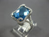 ESTATE LARGE 6.58CT DIAMOND & AAA BLUE TOPAZ 14KT WHITE GOLD 3D SQUARE FUN RING