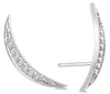 ESTATE .12CT DIAMOND 14KT WHITE GOLD CLASSIC ELONGATED MOON EAR CLIMBER EARRINGS
