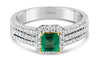 .79CT DIAMOND & AAA EMERALD 18KT 2 TONE GOLD SQUARE HALO ENGAGEMENT RING