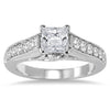 1.56CT DIAMOND 14KT WHITE GOLD 3D PRINCESS & ROUND ENGAGEMENT WEDDING RING SET