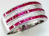WIDE 1.42CT DIAMOND & AAA RUBY 14KT WHITE GOLD ROUND & PRINCESS ANNIVERSARY RING