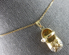 ESTATE .12CT DIAMOND 14KT 2 TONE GOLD 3D FLORAL BABY GIRL SHOE FLOATING PENDANT