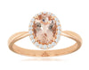 1.14CT DIAMOND & AAA MORGANITE 14KT ROSE GOLD OVAL & ROUND HALO ENGAGEMENT RING