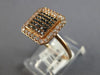 .44CT WHITE & BLACK DIAMOND 14KT ROSE GOLD CLUSTER SQUARE HALO OCTAGON FUN RING