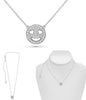 ESTATE .20CT DIAMOND 14KT WHITE GOLD 3D ROUND DOUBLE HEART SMILEY FACE NECKLACE