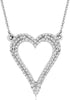 ESTATE .37CT DIAMOND 14KT WHITE GOLD 3D ROUND CLASSIC OPEN HEART LOVE NECKLACE