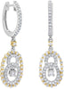 .90CT DIAMOND 18K WHITE & ROSE GOLD 3D ROUND OVAL SOLITAIRE FUN HANGING EARRINGS