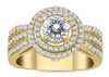 LARGE 1.33CT DIAMOND 14K YELLOW GOLD ROUND SOLITAIRE DOUBLE HALO ENGAGEMENT RING