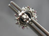 ESTATE LARGE 1.81CT DIAMOND & AAA RUBY 14KT WHITE GOLD 3D FLOWER STUD EARRINGS