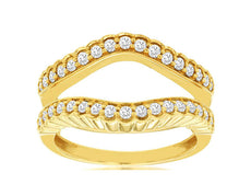 .50CT DIAMOND 14KT YELLOW GOLD 3D DOUBLE V SHAPE INSERT WEDDING ANNIVERSARY RING