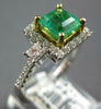 1.81CT DIAMOND & AAA EMERALD 18KT 2 TONE GOLD PRINCESS & ROUND ENGAGEMENT RING