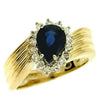 ESTATE 1.72CT DIAMOND & AAA SAPPHIRE 14KT YELLOW GOLD CRISS CROSS HALO LOVE RING