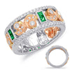 .81CT DIAMOND & AAA EMERALD 14KT ROSE & WHITE GOLD 3D FILIGREE ANNIVERSARY RING