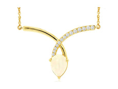 .84CT DIAMOND & AAA OPAL 14KT YELLOW GOLD PEAR SHAPE & ROUND INFINITY NECKLACE