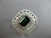 LARGE 3.06CT DIAMOND & AAA GREEN GARNET 14KT WHITE GOLD EMERALD CUT & ROUND RING