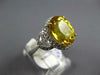 ESTATE LARGE 7.1CT DIAMOND & AAA YELLOW SAPPHIRE 18KT WHITE GOLD ENGAGEMENT RING