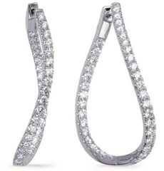 3.49CT DIAMOND 14KT WHITE GOLD DOUBLE SWIRL INSIDE OUT FUN HOOP HANGING EARRINGS