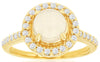ESTATE 1.60CT DIAMOND & AAA OPAL 14K YELLOW GOLD 3D CLASSIC ROUND HALO LOVE RING