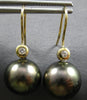 LARGE .06CT DIAMOND & AAA TAHITIAN PEARL 18KT YELLOW GOLD 3D SOLITAIRE EARRINGS