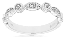 .36CT DIAMOND 14K WHITE GOLD 3D ROUND & MARQUISE SHAPE FILIGREE ANNIVERSARY RING