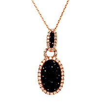 1.44CT DIAMOND & AAA SAPPHIRE 18KT ROSE GOLD ROUND DOUBLE OVAL FLOATING PENDANT