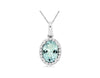 1.24CT DIAMOND & AAA AQUAMARINE 14KT WHITE GOLD 3D OVAL & ROUND FLOATING PENDANT
