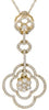 ESTATE .55CT DIAMOND 14KT YELLOW GOLD 3D ROUND MULTI FLOWER FLOATING PENDANT