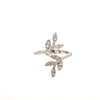 ESTATE .38CT DIAMOND 18KT WHITE GOLD 3D CLASSIC MULTI LEAF CRISS CROSS FUN RING