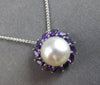 LARGE .91CT AAA AMETHYST & SOUTH SEA PEARL 14KT WHITE GOLD FUN FLOATING PENDANT
