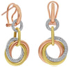 .60CT DIAMOND 18K TRI COLOR GOLD 3D CIRCULAR TRINITY LOVE KNOT CLIP ON EARRINGS