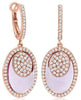 9.0CT DIAMOND & AAA PINK AMETHYST 14KT ROSE GOLD 3D DOUBLE OVAL HANGING EARRINGS